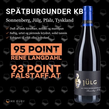 2019 Spätburgunder KB Sonnenberg, Weingut Jülg, Pfalz, Tyskland